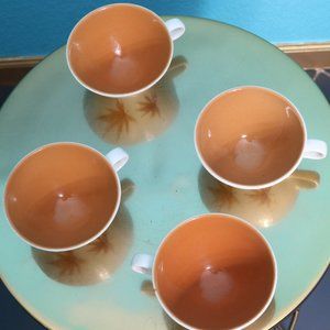 Vintage Iroquois Ben Seibel Tea Cups Leaves Set 4